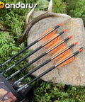 32 Inch Carbon Practice Arrows Set of 12 for Youth Kid Friendly Compound and Recurve Bow Orange Removable Nocks on rock