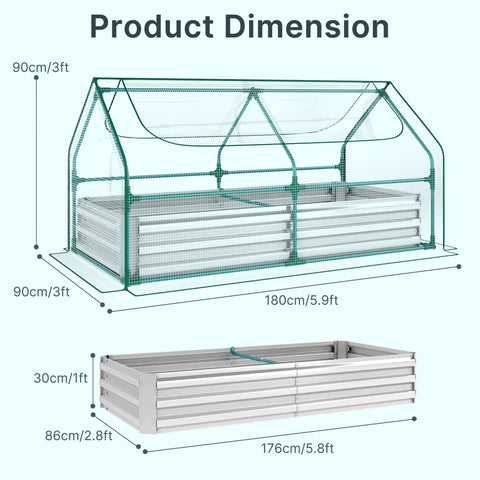 All In One Raised Garden Bed With PE Cover And Greenhouse For Outdoors, Galvanized Planter Box 6x3x1 Ft With Two Large Zippered Screen Windows, Perfect For Vegetables Flowers And Herbs, Includes Labels And Gloves