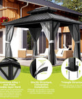 Built Tough 10 Foot By 12 Foot Aluminum Hardtop Gazebo With Double Metal Roof And All Weather Permanent Outdoor Canopy On Patio
