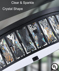 Close-up of Crystal K9 Farmhouse Drum Semi Flush Mount Ceiling Light With Black Finish, showing clear sparkling crystals.