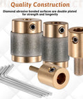 Stained Glass Diamond Grinder Bit Set With 1 3/4 Inch, 1/4 Inch, And 1/8 Inch Heads, Brass Core, shown with Allen wrenches