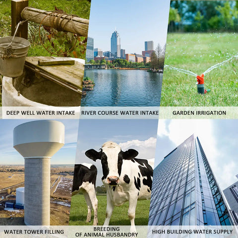 Deep well water intake for Stainless Steel Deep Well Submersible Pump 0.5HP 110V 18GPM 171ft Head, diverse applications
