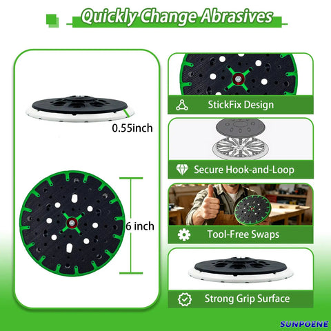 Heavy Duty 6 Inch 150Mm Sanding Pad With 17 48 Hole Backing, M8 Screw Mount details and features