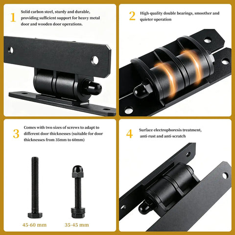 Beefy 7 Inch Heavy Duty Gate Hinges With 1100 Lbs Capacity showing carbon steel body and sealed ball bearings for smooth operation.