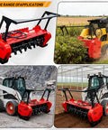 60 Inch Hydraulic Forestry Mulcher Attachment for Skid Steer Loaders in various landscaping settings
