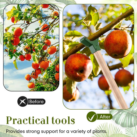 16 Piece Tree Support Kit for Fruit Trees and Vines, Plastic Branch Braces to Prevent Breakage, Fits Standard 1.57 By 1.57 Inch Lumber, A Handy Garden Hack for Backyards, Orchards And Vineyards, Includes Screws, Green, branch brace on apple tree