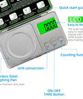 Ultra Precision 100g Pocket Digital Milligram Scale With 0.001g Readout For Gold Silver Jewelry Gems Powder Medicine displayed open with LCD screen and stainless steel pan.