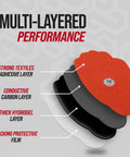 Multi-layered red replacement gel pad showcasing adhesive, conductive carbon, and hydrogel layers for TENS use in Top Shelf Reusable Electrode Pads For TENS And EMS Units 20 Pack Red Replacement Gel Pads With Flexibility And Rock Solid Adhesive That Truly Hits Different For Daily Relief.
