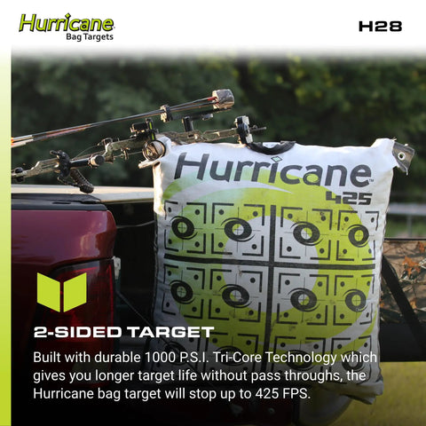 Two Sided Archery Bag Target Built For 425 FPS Practice With Bright High Visibility Aiming Points And Off Center Deer Vitals On Back