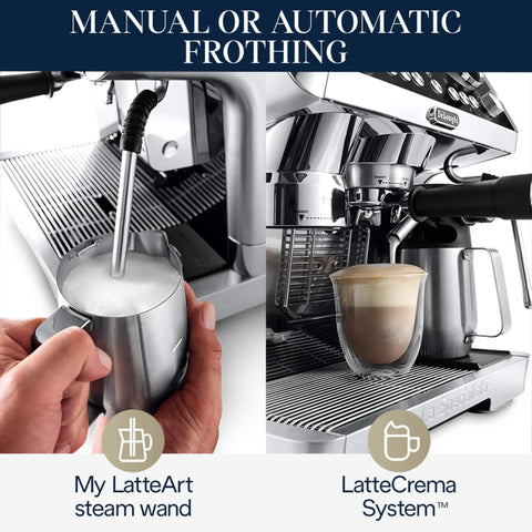 Manual and automatic frothing with La Specialista Maestro Espresso Machine With Integrated Grinder And Eight Custom Adjustments To Pull Game Changing Cafe Quality Shots Daily Slick Steel Finish For Everyday Brew Masters.