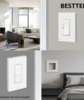 100 Pack Screwless 1 Gang Wall Plate Decorator Outlet Cover Glossy White Sleek AF Modern Look For Light Switch Dimmer USB GFCI Receptacle