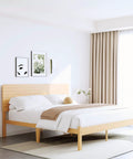 Natural Bamboo King Size Platform Bed Frame With Headboard, 14 Inch Low Profile Build For Rock Solid Support, displayed in a modern bedroom setting.