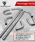 2.5 Inch Mild Steel Universal Exhaust Kit With Mandrel Bends And Straight And U Bend Tubing 16 Gauge Includes 2 47.3 Inch Stra