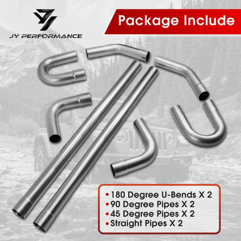 2.5 Inch Mild Steel Universal Exhaust Kit With Mandrel Bends And Straight And U Bend Tubing 16 Gauge Includes 2 47.3 Inch Stra
