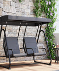 Two Person Outdoor Porch Swing Chair With Cozy Independent Cushioned Seats And Adjustable Canopy Heavy Duty Patio Glider