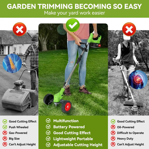 Cordless Weed Wacker With Blade 24V Power 880W Copper Motor Two 4Ah Batteries And Charger 3 In 1 Lightweight Grass Trimmer comparison