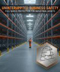 Industrial warehouse showing Six Pack Beater Proof Fire Sprinkler Head Guard Cage Heavy Duty Iron Recessed Protective Cover For Half Inch Pipe.