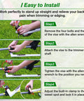 Step-by-step installation of upgraded weedeater handle with ergonomic trimmer grip for pain-free edging and trimming.