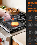 Reversible Cast Iron Grill Griddle With Double Sided Grill Pan For Gas Grills And Stove Tops 13 Inch By 8 Inch in use on gas stove