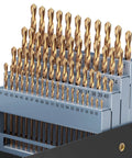 Cobalt Drill Bit Set 60 Piece Pro Grade Number Size From One To Sixty With Indexed Storage Case displayed in case