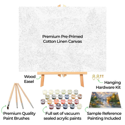 Do It Yourself Paint By Numbers Kit For Adults With Framed Canvas Beginner To Advanced Set Includes Acrylic Paints Brushes And Tabletop Easel