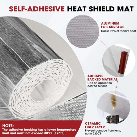 78 Mil Thick Heat Shield Aluminum Foil Mat With Ceramic Fiber Barrier For Extreme Heat Up To 2300F Self Adhesive Insulation Sheet