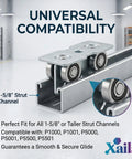 Beefy 4 Wheel Trolley Assembly for Unistrut 1-5/8 Channel Replacement Galvanized Steel Cart Universal Compatibility