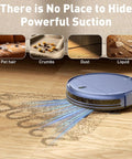 Robot Vacuum And Mop Combo With Schedule App Remote Voice Control 2300Pa Strong Suction Slim Self Charging Dock 2 In 1 Floor Cleaner For Pet Hair On Carpets And Hard Floors demonstrating powerful suction on wood floor