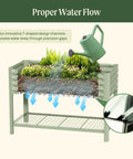 Raised Garden Bed V Series 2 Ft By 4 Ft With Legs And Storage Rack For Patio Porch 700 Lbs Weight Capacity Outdoor Planter Boxes For Gardening Herbs Vegetables And Flowers Olive Green with proper water flow display.