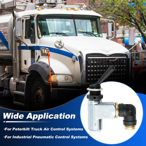 BA14500 One Quarter Inch Pneumatic Control Valve Air Toggle Switch for Peterbilt truck air systems and industrial applications next to truck