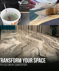 One Gallon Epoxy Resin Kit For Countertops And Bar Tops Delivers A Hella Glossy Shine while mixing, pouring, and finished shiny surface.