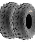 All Terrain ATV Tires 18x7-7 Set Of 2 Tubeless 4 Ply With Directional V Knobby Tread A007 For Off Road Adventures