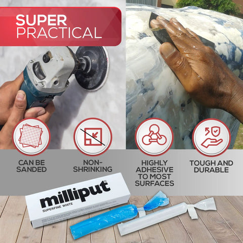 Superfine White Epoxy Putty Kit For Quick DIY Fixes No Fuss, 10 Piece Set with sanding and application demonstration