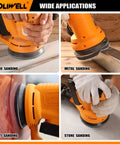 120 Pcs 5 Inch Sanding Discs Hook And Loop 8 Holes Wet Dry Grit 320 400 600 800 1000 2000 3000 with 2 Interface Pads in use