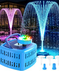 Plug-And-Play All-In-One Pond Pump With Lights, 800 GPH Submersible Fountain Kit, showing LED lights and attachments