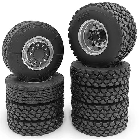 RC Car Repair Kit For One Fourteen Scale RC Tractor Truck And Trailer With Durable Wear Resistant Tires And Rims Set