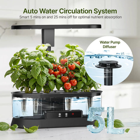 Hydroponic Growing System With Removable Water Tank 36W Dimmable Full Spectrum LED Grow Light 12 Pod Indoor Herb Garden