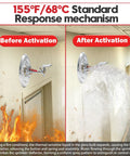 Before and after images of Top Shelf Sidewall Fire Sprinkler Head Two Pack FM Approved UL Listed CUL Verified 155F activation.