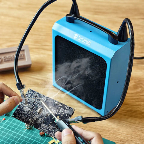 Pro Grade Solder Fume Extractor With Flexible Magnetic Soldering Arms And 4 Carbon Filters, High Suction Smoke Absorber For DIY Workstation, Quiet 3300 RPM Copper Motor Delivers Strong Air Flow And Cleaner Bench