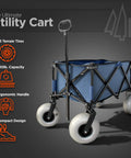 Beach Wagon With Big Wheels For Sand All Terrain Steel Frame Utility Cart With 9 Inch Pneumatic Tires Collapsible Folding Design Sand Warrior RX800 Heavy Duty Front View