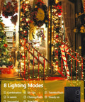 Two Pack 200 LED Solar String Lights For Outdoors Waterproof With 8 Modes And Memory Function Auto On Off Warm White Party