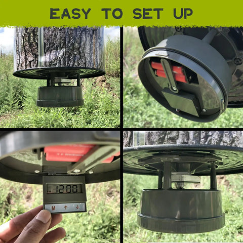 Highwild Deer Feeder Kit With Digital Timer And Metal Spinner For Hunting Features Programmable Control Up To Four Daily Feed Times Adjustable Duration From One To Twenty Seconds Rugged Abs Housing Durable Metal Funnel Perfect For Wildlife Attraction And