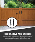 10 Inch Ornamental Gate Handle Built Tough Decorative Pull For Gates Barn Doors Fences Sheds Garages Closets Pantries Sliding Doors Indoor Outdoor Use Black Powder Coated Finish installed on wooden gate