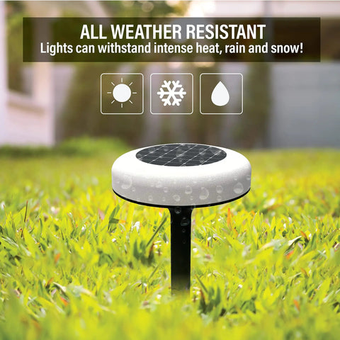 8 Pack Solar Disk Pathway Lights With Stakes, Waterproof Outdoor LED Disk Lights, 10 Color Options, 3 Lighting Modes, Easy Install for Gardens, Walkways, Patios and Driveways