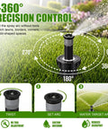 Adjustable Sprinkler Heads 8 Pack For Lawns And Gardens No Sweat Setup Full Circle Rotating Arc with precision control settings.
