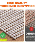Comparison of heavy duty non slip rug pad gripper 2x3 feet highlighting thick cushioning and grip with a similar product