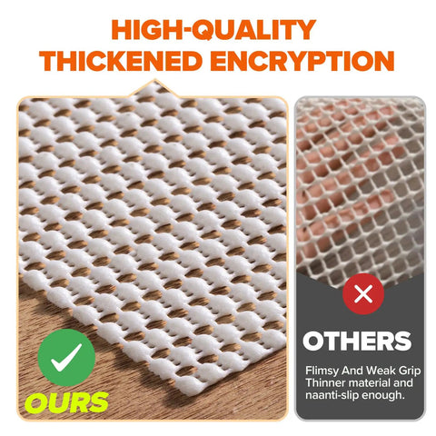 Comparison of heavy duty non slip rug pad gripper 2x3 feet highlighting thick cushioning and grip with a similar product