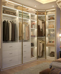 Hella Spacious Corner Closet Organizer Featuring Heavy Duty Drawers And Ample Shelving For Big Time Wardrobe Management To Quickly Square Away Your Cluttered Nooks Today, with hanging clothes and shoes.