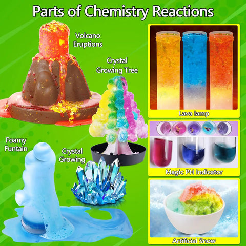 Image showing volcano eruptions and crystal growing tree from 272 Experiments Science Kit For Kids Chemistry Set And STEM Toys