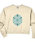 Cool Black Crop Sweatshirt For Machinist Guys With Vise Gauge Square Design. Cream color with blue tool print.